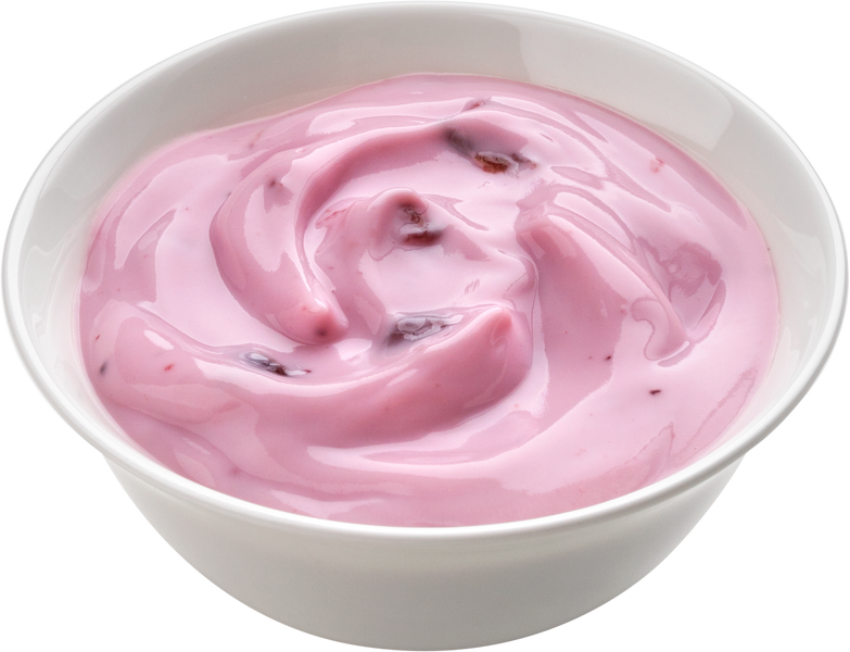 Cut Out of a Strawberry Yogurt in a Bowl 